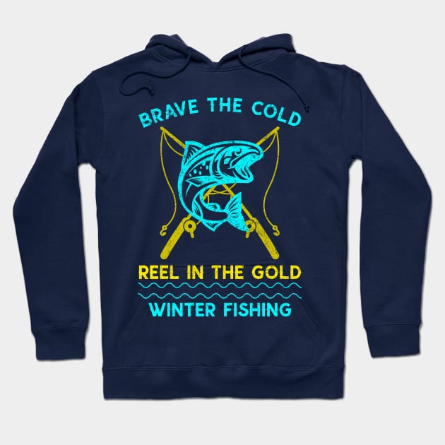 Brave the Cold, Reel in the Gold: Winter Fishing Winter Fishing Hoodie by OscarVanHendrix